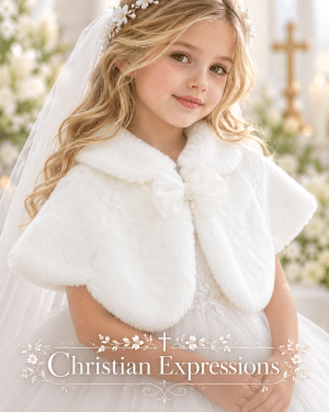 Soft Faux Fur First Communion Shawl
