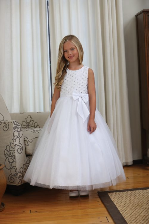 Designer Lace First Communion Dress with Beads