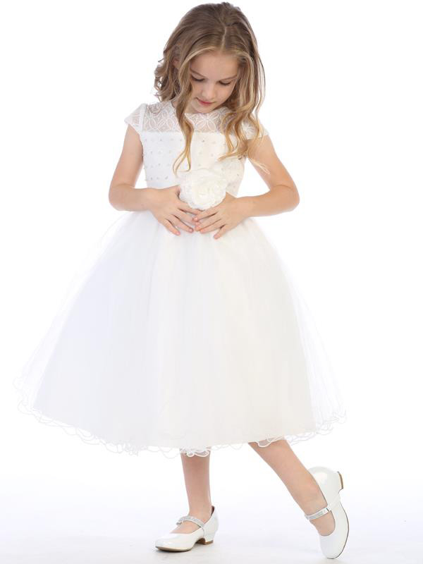 First Communion Dress with Beaded Bodice