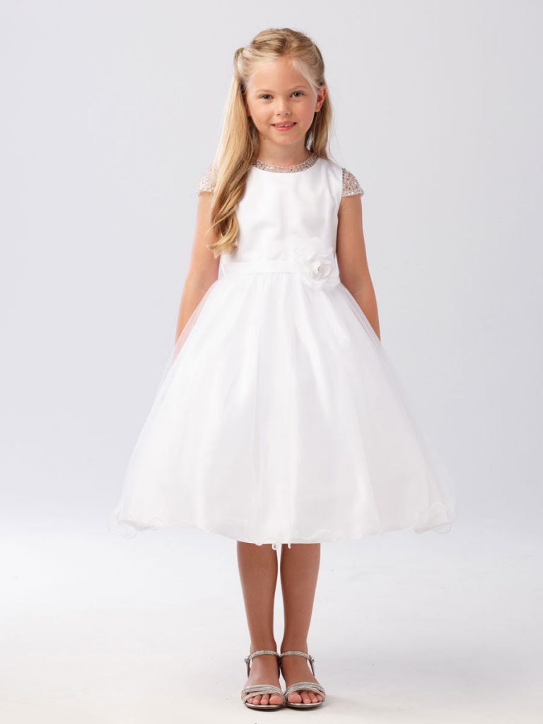 First Communion Dress with Beaded Cap Sleeves | First Communion Dresses ...