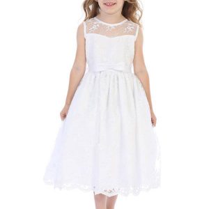 First Communion Dress with Embroidered Tulle