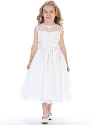 First Communion Dress with Embroidered Tulle