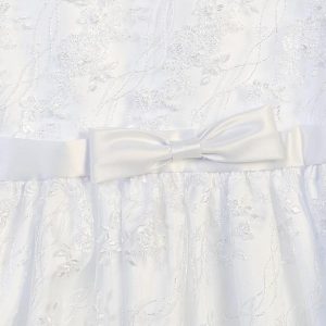 First Communion Dress with Embroidered Tulle Satin Bow