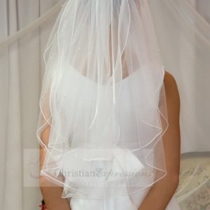 First Communion Veil with Organza Bow