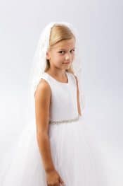 First Communion Veil with Lace Flowers