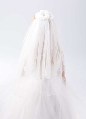 First Communion Comb Veil with Flowers