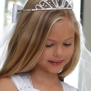 First Communion Veil with Embroidered Cross