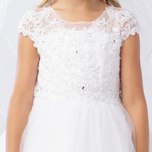 Lace First Communion Dress with Cap Sleeves