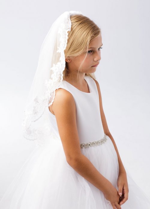 First Communion Veil with Floral Lace