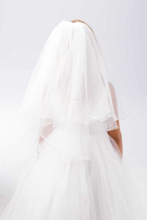 Rhinestone Cross First Communion Veil