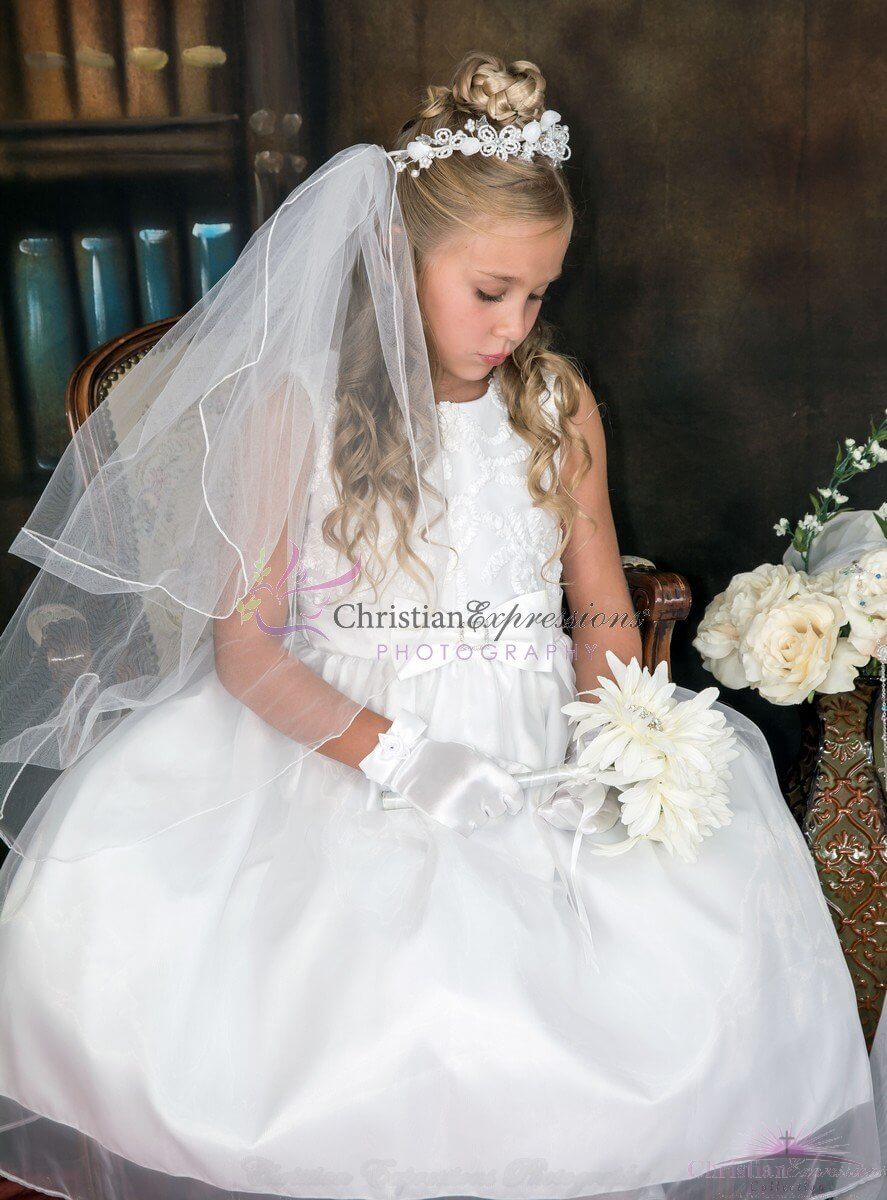 Taffeta Holy Communion Dress White Communion Dresses for Older Girls