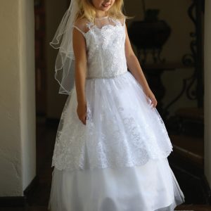 Layered Lace First Communion Dress | Lace First Communion Gowns on Sale