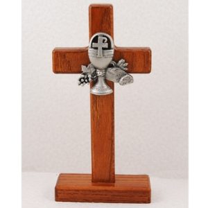 First Communion Standing Communion Cross-Walnut