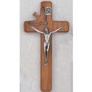 Walnut Stained HOLY SPIRIT Confirmation CRUCIFIX