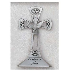 STANDING CONFIRMATION HOLY SPIRIT CROSS - Pewter