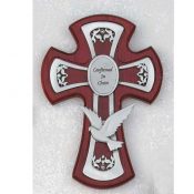 Confirmation CROSS WITH PEWTER HOLY SPIRIT - Cherry Stained