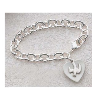Confirmation BRACELET WITH ENGRAVABLE HEART & DOVE