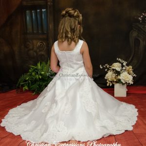Beautiful Long Length First Holy Communion Dress Lace and Beading