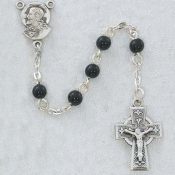 Celtic Cross Black First Communion Childrens Rosary Beads