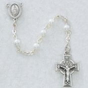 Celtic Cross White First Communion Childrens Rosary Beads