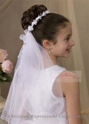 First Communion Wreath Veil with Small Flowers