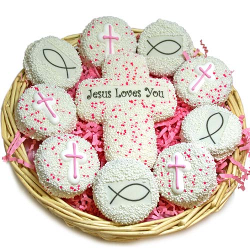 First Communion Sugar Cookie Favors with Crosses