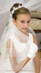 First Communion Wreath Veils Bows and Pearls