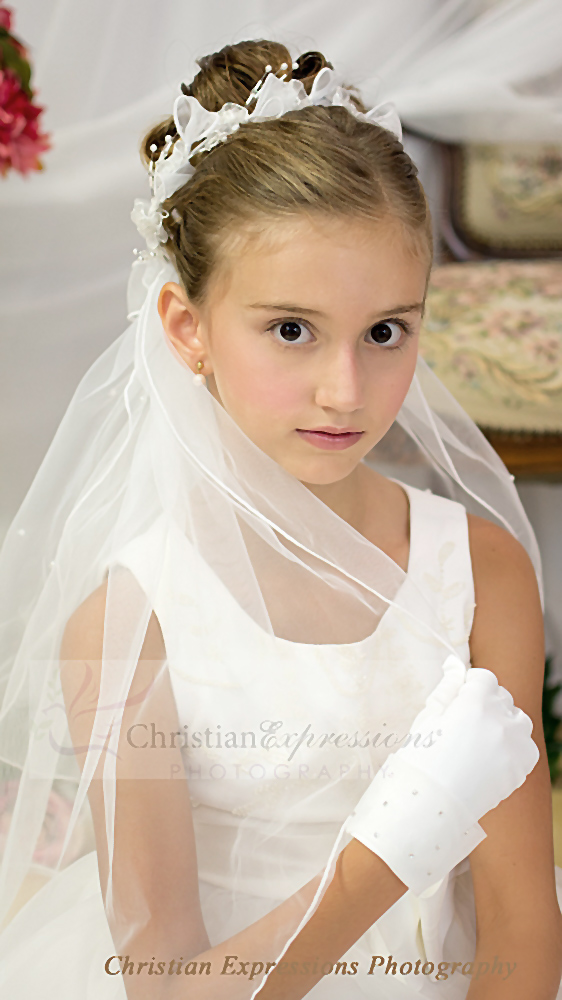 First Communion Wreath Veils Organza Bows and Beads