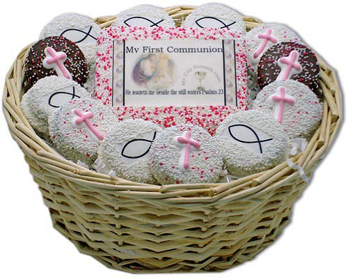 Girl My First Communion Sugar Cookie Gift Basket