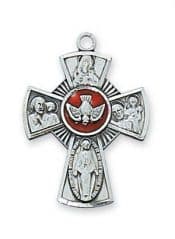 SMALL 4-WAY ENAMEL Confirmation Pendant w/chain Sterling Silver