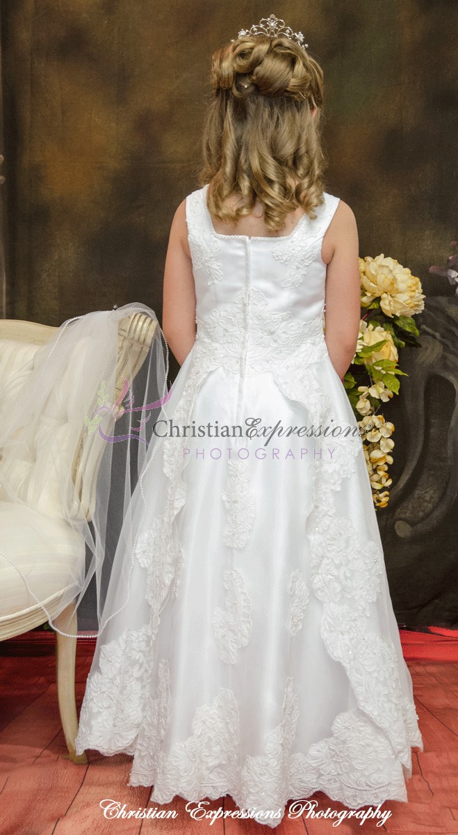 Long Length First Holy Communion Dress Lace and Beading