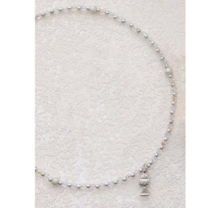 TIN CUT CRYSTAL NECKLACE WITH RHODIUM CHALICE OR MIRACULOUS