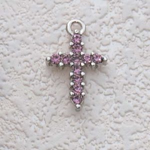 PINK STONE CROSS w/chain