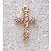 GOLD PEARL CROSS w/chain