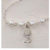 WHITE PEARL NECKLACE WITH RHODIUM PLATED CHALICE
