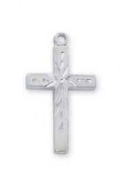Communion Rhodium Finish Engraved Cross w/Chain