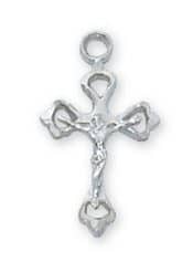 Communion Rhodium Finish Crucifix with Chain