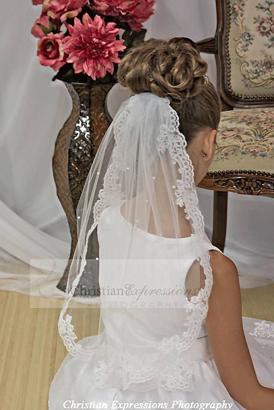 White Lace First Holy Communion Mantilla