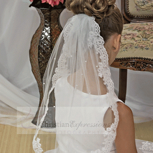 White Lace First Holy Communion Mantilla