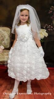 Satin bodice, tulle with chiffon skirt