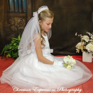 Organza and satin first communion dress