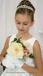 Large First Communion Crown Tiara with Crystals