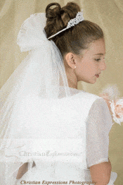 First Communion Pearl Crown Veil