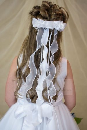 First Communion Bow Hairpiece-V855