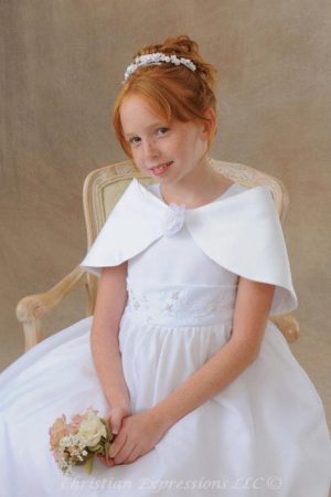 First Communion Caplet with Rose Size Large Only