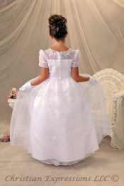 First Communion Dress Sheer Neckline