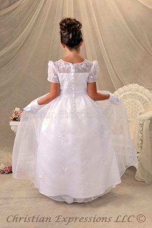 First Communion Dress Sheer Neckline